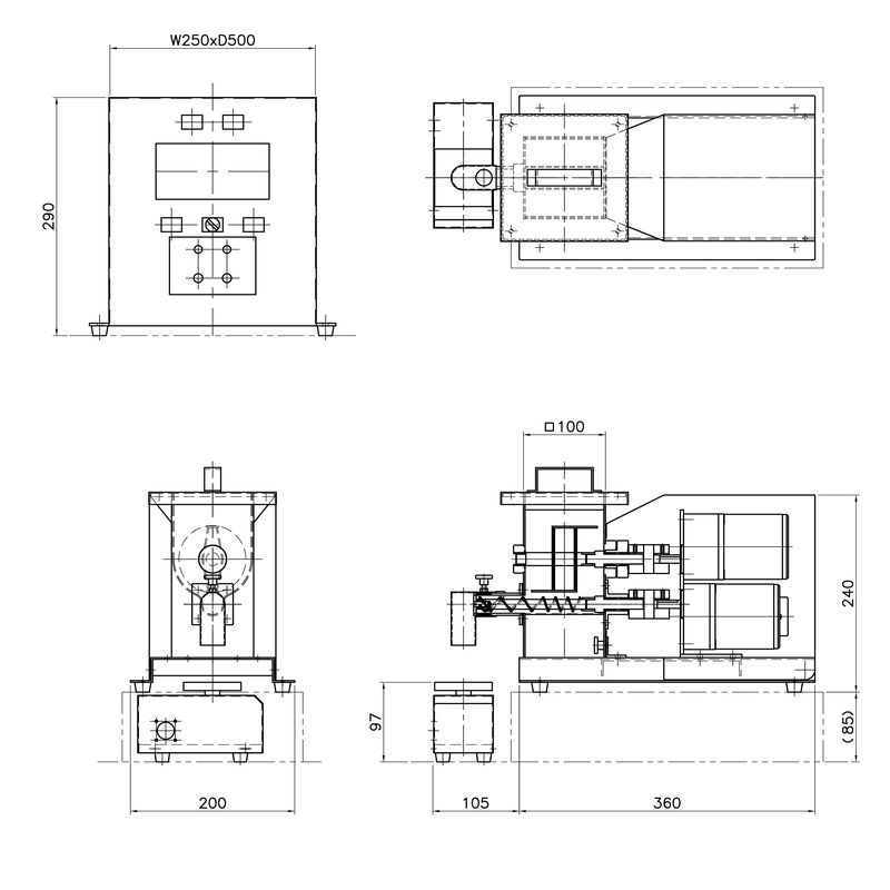 卓上スクリュフィーダ　寸法