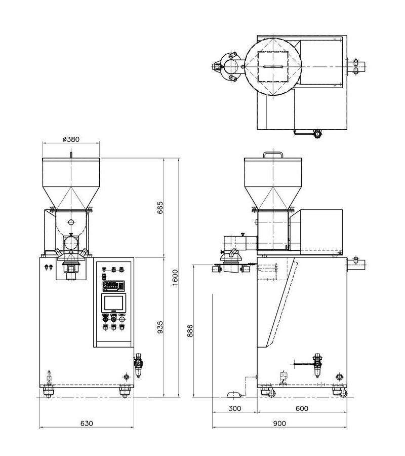 ホッパ容量30L　寸法