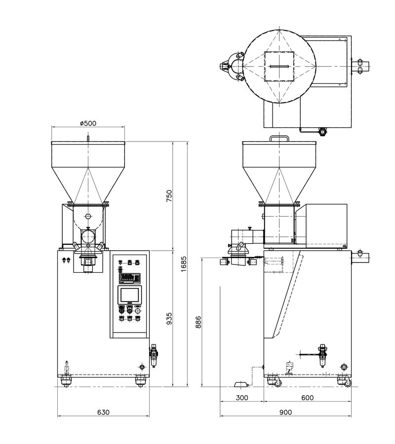 ホッパ容量60L　寸法