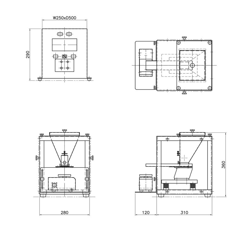 卓上振動フィーダ（バケット無し）　寸法