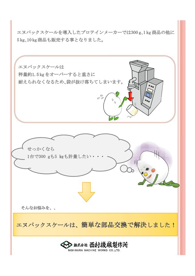 <小分け計量機 事例 4 > 部品交換でワイドレンジ対応
